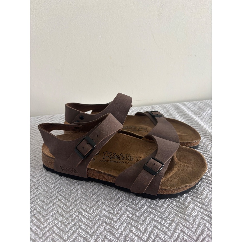 Birkis by Birkenstock Brown T-Strap Buckle Sandals Size 38 L7 M5 245